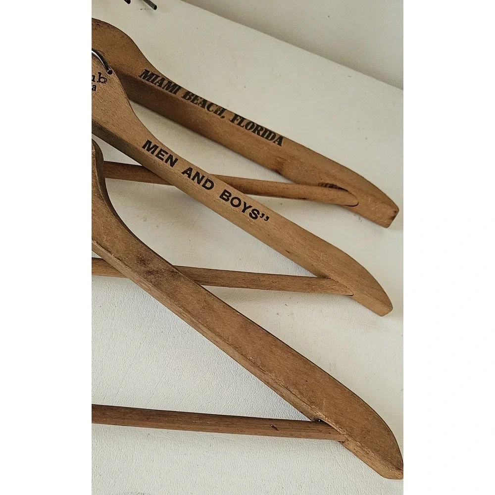 Lot of 3 Wooden Vintage Hangers With Advertising Fla & Va